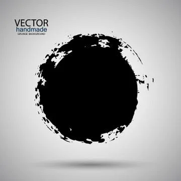 Hand drawn circle shape. label, logo design element. Brush abstract wave. B.. Stock Illustration