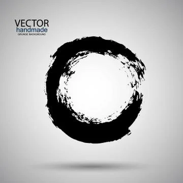Hand drawn circle shape. label, logo design element. Brush abstract wave. B.. 스톡 일러스트