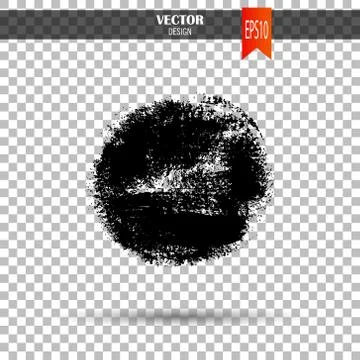 Hand drawn circle shape. label, logo design element. Brush abstract wave. Black Stock Illustration