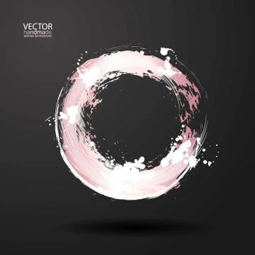 Hand drawn circle shape. Label, logo design element. Brush abstract wave. Bla Stock Illustration