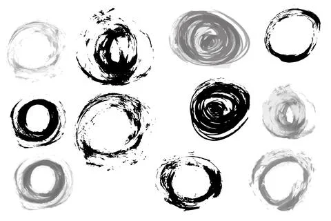 Hand-drawn circles. Monochrome vector rings. isolated design elements in イラスト素材