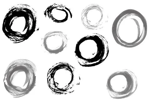 Hand-drawn circles. Monochrome vector rings. isolated design elements in Stock Illustration