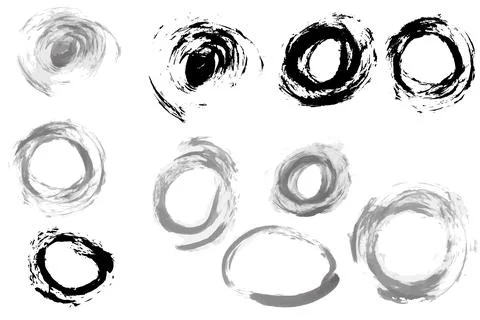 Hand-drawn circles. Monochrome vector rings. isolated design elements in Stock Illustration