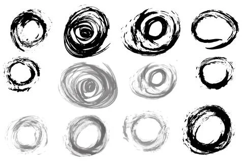 Hand-drawn circles. Monochrome vector rings. isolated design elements in Stock Illustration