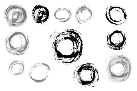 Hand-drawn circles. Monochrome vector rings. isolated design elements in Stock Illustration
