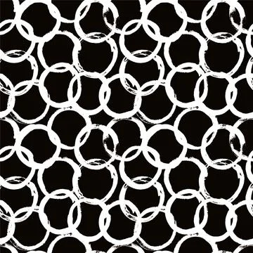Hand drawn circles seamless pattern. Chain mail, ring or circles design Stock Illustration