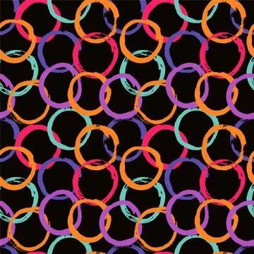 Hand drawn circles seamless pattern. Chain mail, ring or circles design Illustrazione stock