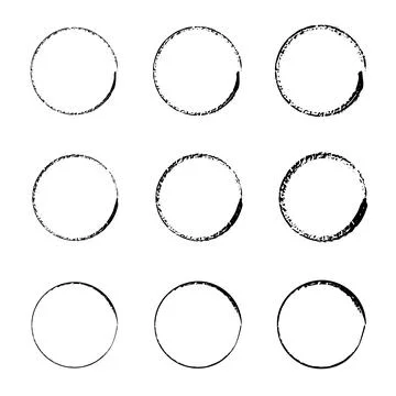 Hand drawn circles sketch frame set. Rounds scribble line circles. Ideal for Illustrazione stock
