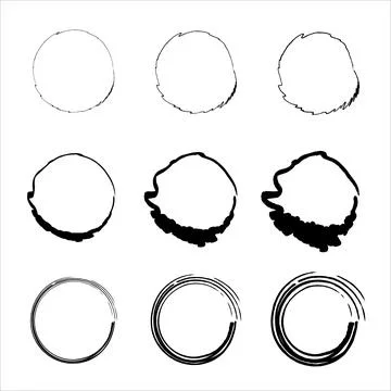 Hand drawn circles sketch frame set. Round frames in doodle style. Ideal for Stock-Illustration