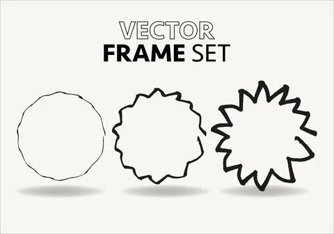 Hand drawn circles sketch frame vector set. Rounds scribble line circles. Vector 스톡 일러스트