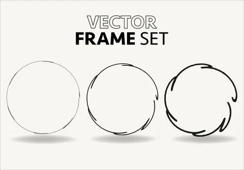 Hand drawn circles sketch frame vector set. Rounds scribble line circles. Vector 스톡 일러스트