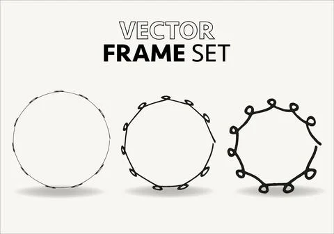 Hand drawn circles sketch frame vector set. Rounds scribble line circles. Vector Stock Illustration