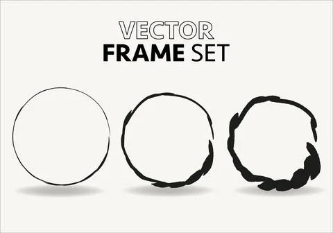 Hand drawn circles sketch frame vector set. Rounds scribble line circles. Vector Stock Illustration