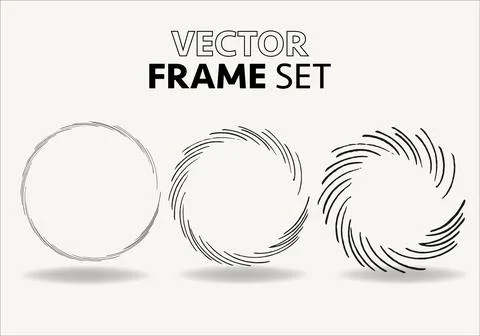 Hand drawn circles sketch frame vector set. Rounds scribble line circles. Vector 스톡 일러스트