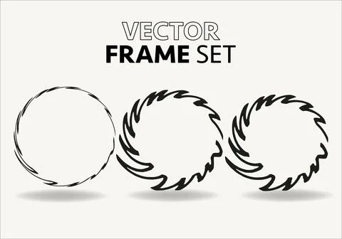 Hand drawn circles sketch frame vector set. Rounds scribble line circles. Vector イラスト素材
