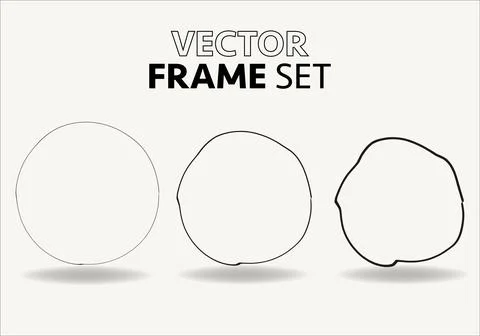 Hand drawn circles sketch frame vector set. Rounds scribble line circles. Vector Illustrazione stock