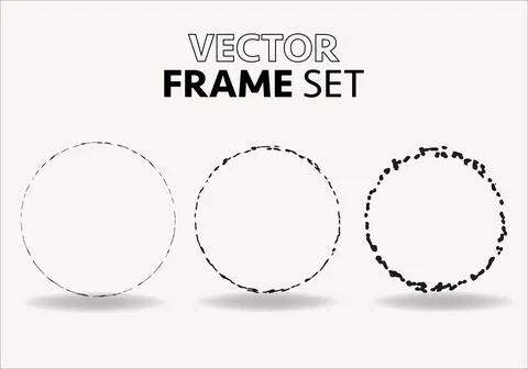 Hand drawn circles sketch frame vector set. Rounds scribble line circles. Vector 스톡 일러스트