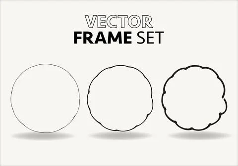 Hand drawn circles sketch frame vector set. Rounds scribble line circles. Vector Stock Illustration
