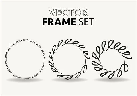Hand drawn circles sketch frame vector set. Rounds scribble line circles. Vector Stock Illustration