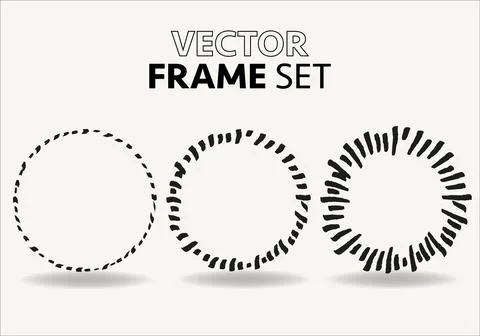 Hand drawn circles sketch frame vector set. Rounds scribble line circles. Vector Stock Illustration