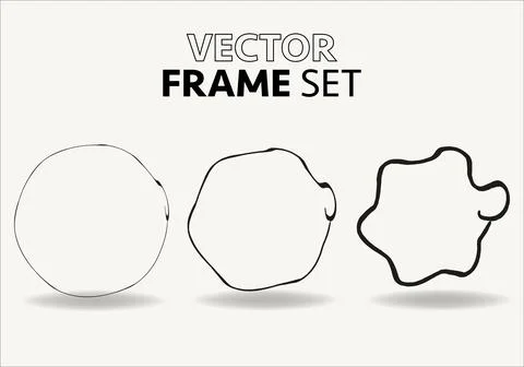 Hand drawn circles sketch frame vector set. Rounds scribble line circles. Vector Stock Illustration