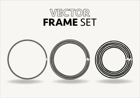 Hand drawn circles sketch frame vector set. Rounds scribble line circles. Vector イラスト素材