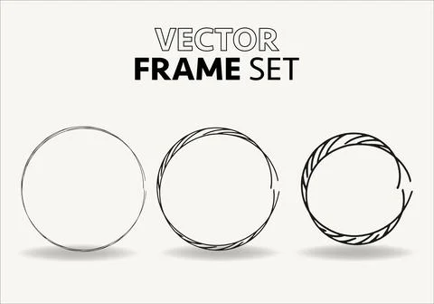 Hand drawn circles sketch frame vector set. Rounds scribble line circles. Vector Illustrazione stock