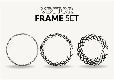 Hand drawn circles sketch frame vector set. Rounds scribble line circles. Vector 스톡 일러스트