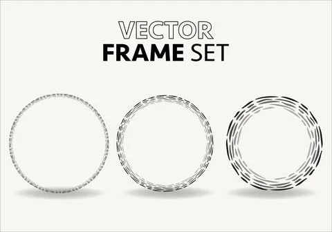 Hand drawn circles sketch frame vector set. Rounds scribble line circles. Vector Stock Illustration