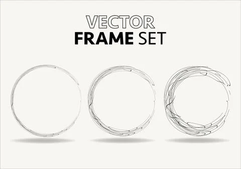 Hand drawn circles sketch frame vector set. Rounds scribble line circles. Vector Stock-Illustration