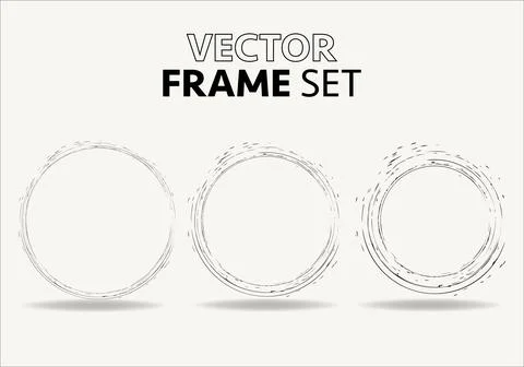 Hand drawn circles sketch frame vector set. Rounds scribble line circles. Vector Stock Illustration