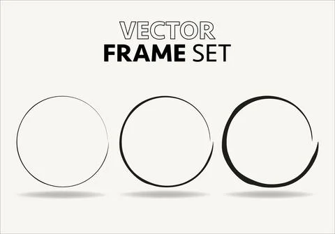 Hand drawn circles sketch frame vector set. Rounds scribble line circles. Vector 스톡 일러스트
