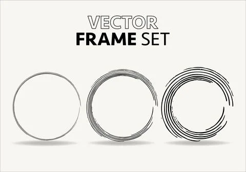 Hand drawn circles sketch frame vector set. Rounds scribble line circles. Vector Illustrazione stock