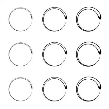 Hand drawn circles sketch. Round frames in doodle style. Ideal for vintage label Stock Illustration