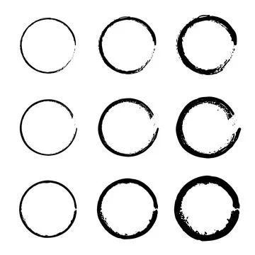 Hand drawn circles sketch. Vector grunge round shapes. Speed lines in circle Stock Illustration