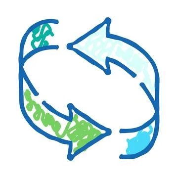 Hand drawn circular arrows representing recycling process Stock Illustration