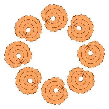 Hand drawn circular cookie frame in a simple doodle style, featuring cute baked Stock Illustration