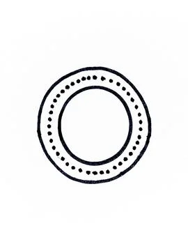Hand Drawn Circular Frame Dotted Inner Border Thick Round Ring. 스톡 일러스트