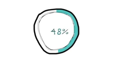 Hand drawn circular progress ring filling from 0 to 100 percent on white Video stock 348588696