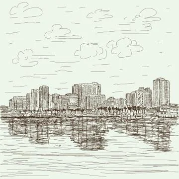 Hand-drawn cityscape Stock Illustration
