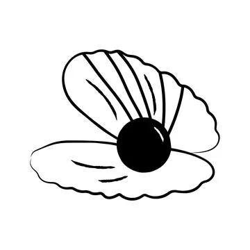 Hand drawn clam shell with pearl vector illustration line art sea element Illustrazione stock