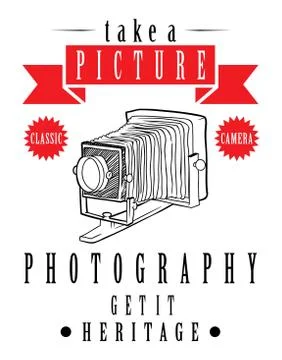 Hand drawn classic camera. illustration print vector isolated Stock Illustration