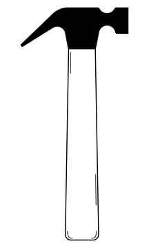 Hand drawn claw hammer. Tool for hammering and pulling out nails. Outline Stock Illustration