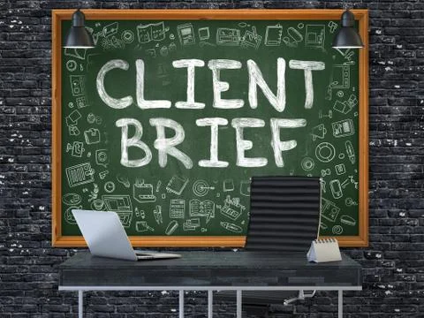 Hand Drawn Client Brief on Office Chalkboard. 3d Illustrazione stock