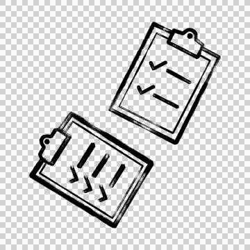Hand-drawn clipboards with checkmarks and task lines Stock Illustration