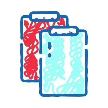 Hand drawn clipboards representing data forms and documents Stock Illustration