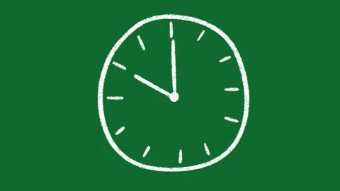 Hand Drawn Clock Showing 10 O Clock Animation on Green Screen Background Stock Footage 335124566