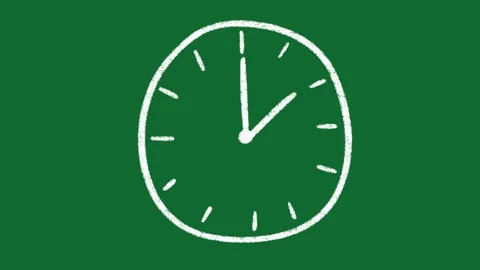 Hand Drawn Clock Showing 2 O Clock Animation on Green Screen Background Stock Footage 335124555