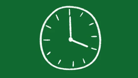 Hand Drawn Clock Showing 4 O Clock Animation on Green Screen Background Stock-Footage 335124544
