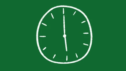 Hand Drawn Clock Showing 6 O Clock Animation on Green Screen Background Stock Footage 335124557